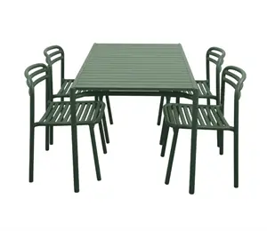 Cane-Line - Bliss spisebord rekt. inkl. 4 stole  Dark green, aluminium